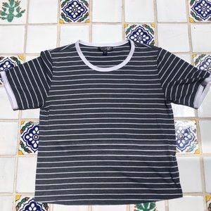 Topshop Striped Grey and White Crop Top